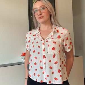 Strawberry Pattern Button Up